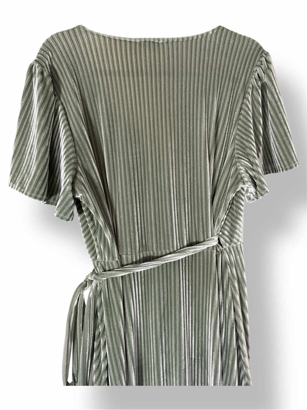 BALTIC BORN Andi Ribbed Velvet Velour Maxi Wrap Dress Dusty Sage Green XL - Picture 7 of 9